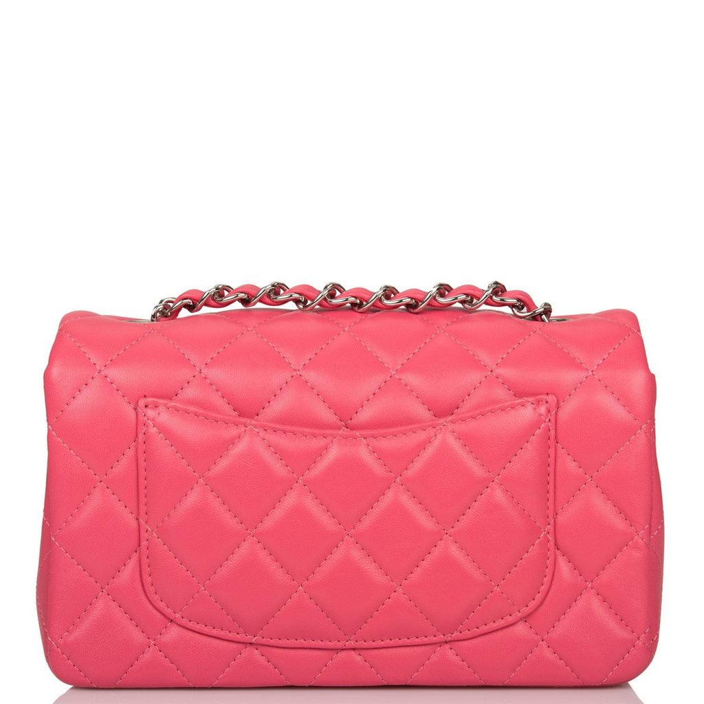 Chanel Pink Quilted Lambskin Rectangular Mini Classic Flap Bag Silver Hardware