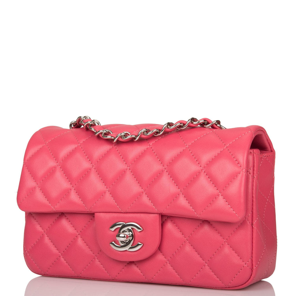 Chanel Pink Mini Classic Lambskin Rectangular Single Flap Leather  ref.997643 - Joli Closet