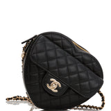 Chanel CC In Love Large Heart Bag Black Lambskin Light Gold Hardware for MG