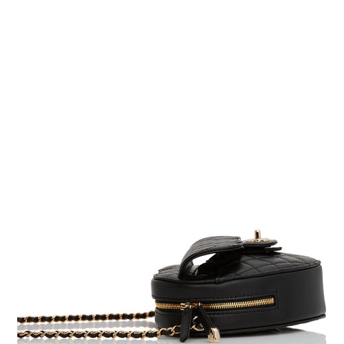 Chanel CC In Love Large Heart Bag Black Lambskin Light Gold Hardware