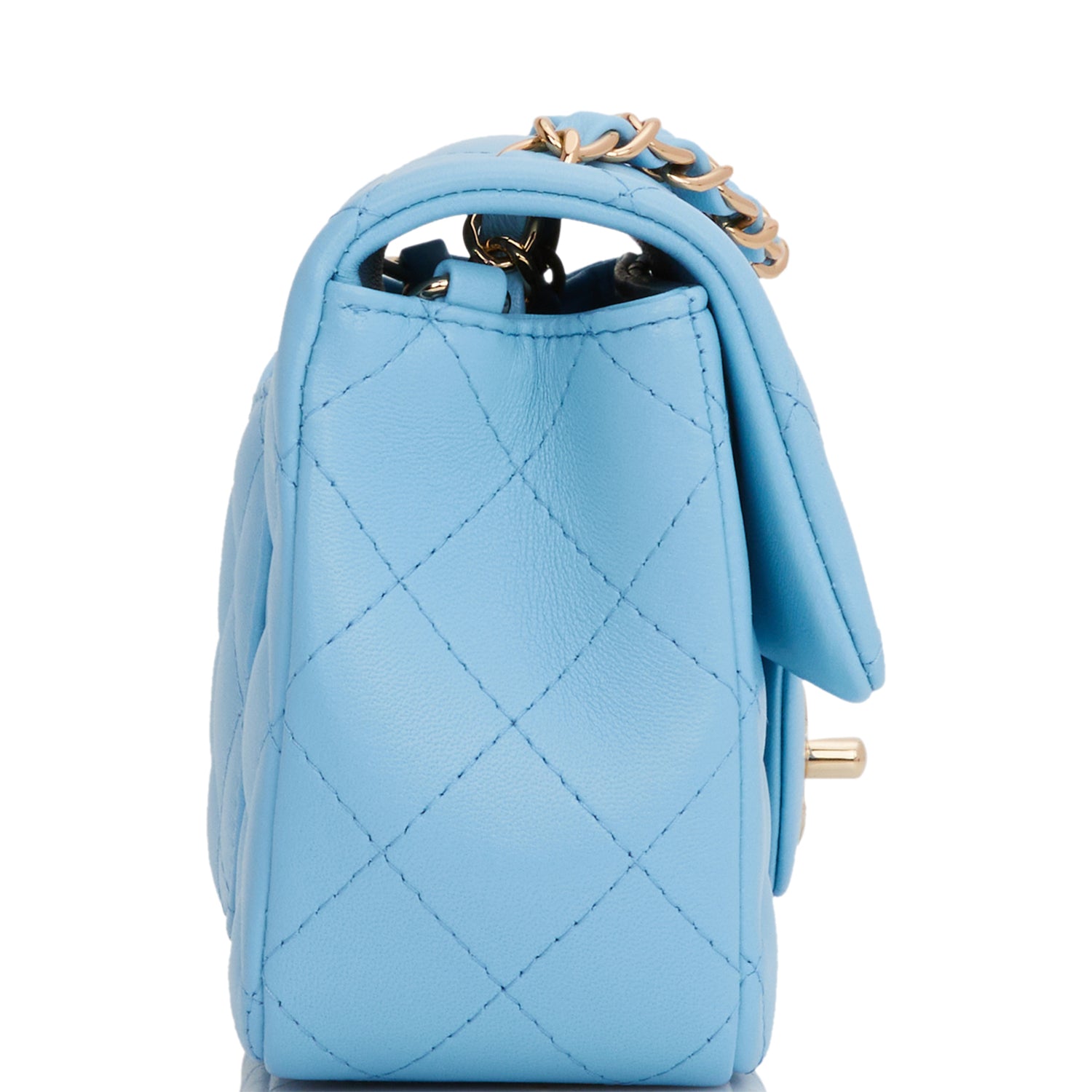 duma backpack 18cm turquoise blue lambskin light gold hardware