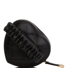 Chanel CC In Love Heart Zipped Arm Coin Purse Black Lambskin Light Gold Hardware
