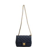 Chanel Blue Pearl Crush Square Mini Classic Flap Bag Antique Gold