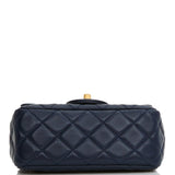 Chanel Pearl Crush Mini Square Flap Bag Navy Blue Lambskin Antique Gold Hardware