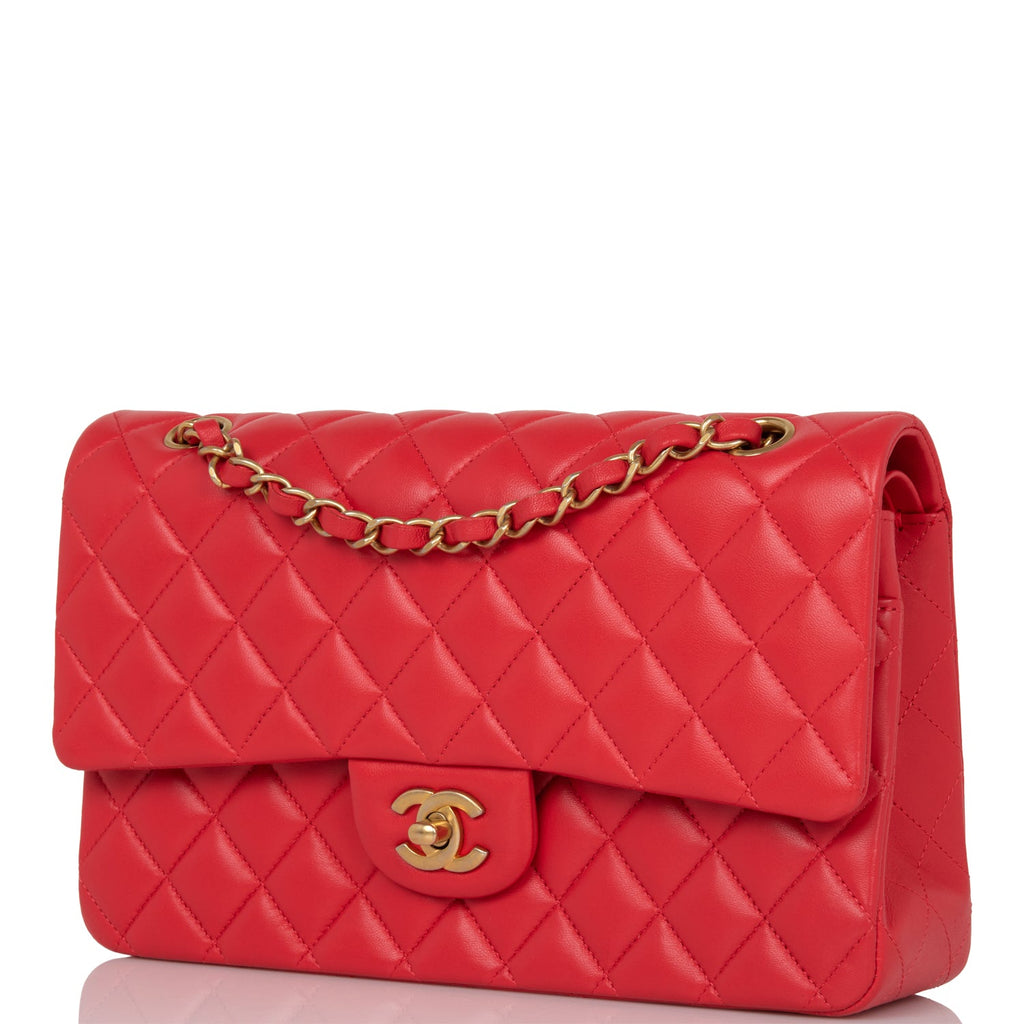 CHANEL Quilted Fringe CC Single Chain Shoulder Bag Red Lambskin 61270