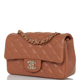 Chanel Mini Rectangular Flap Bag Caramel Lambskin Light Gold Hardware