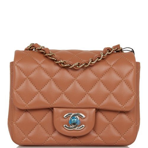 Chanel Mini Square Flap Bag Caramel Lambskin Light Gold Hardware