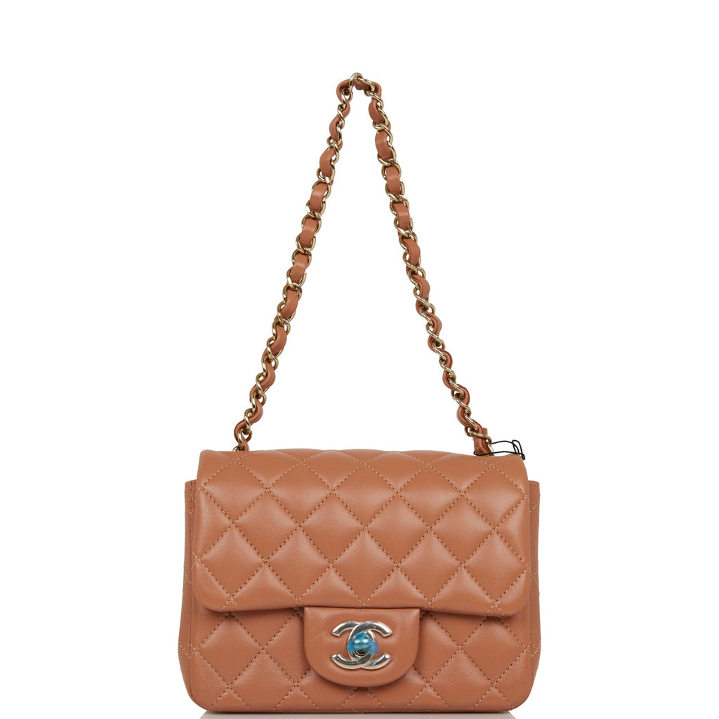 Chanel Caramel Lambskin Square Mini Classic Flap Light Gold Hardware