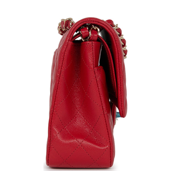 Chanel Data Center Back Pocket Flap Bag Caviar Medium Red