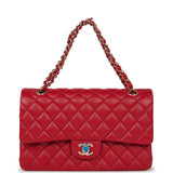 Chanel Medium Classic Double Flap Bag Red Caviar Light Gold Hardware