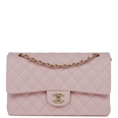 Chanel Medium Classic Double Flap Bag Light Pink Caviar Light Gold Hardware