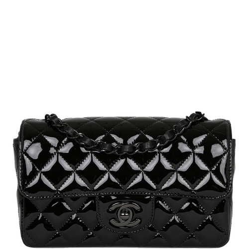 Chanel Mini Rectangular Flap Bag SO Black Patent Black Hardware