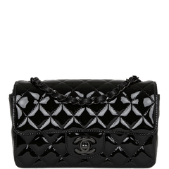 Black patent cheap chanel bag