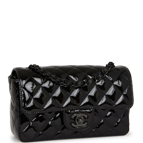 Chanel Mini Rectangular Flap Bag SO Black Patent Black Hardware