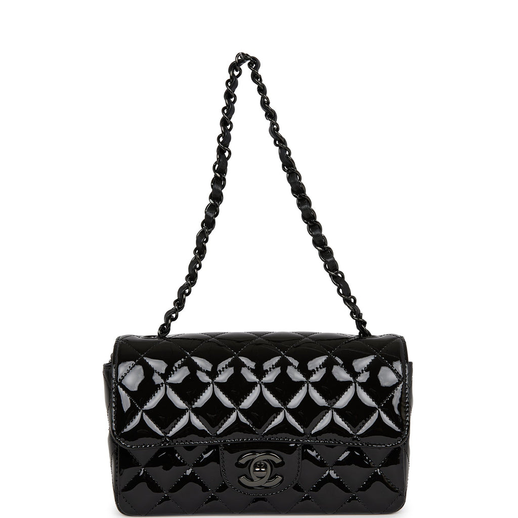 Chanel SO Black Quilted Patent Rectangular Mini Classic Flap Bag