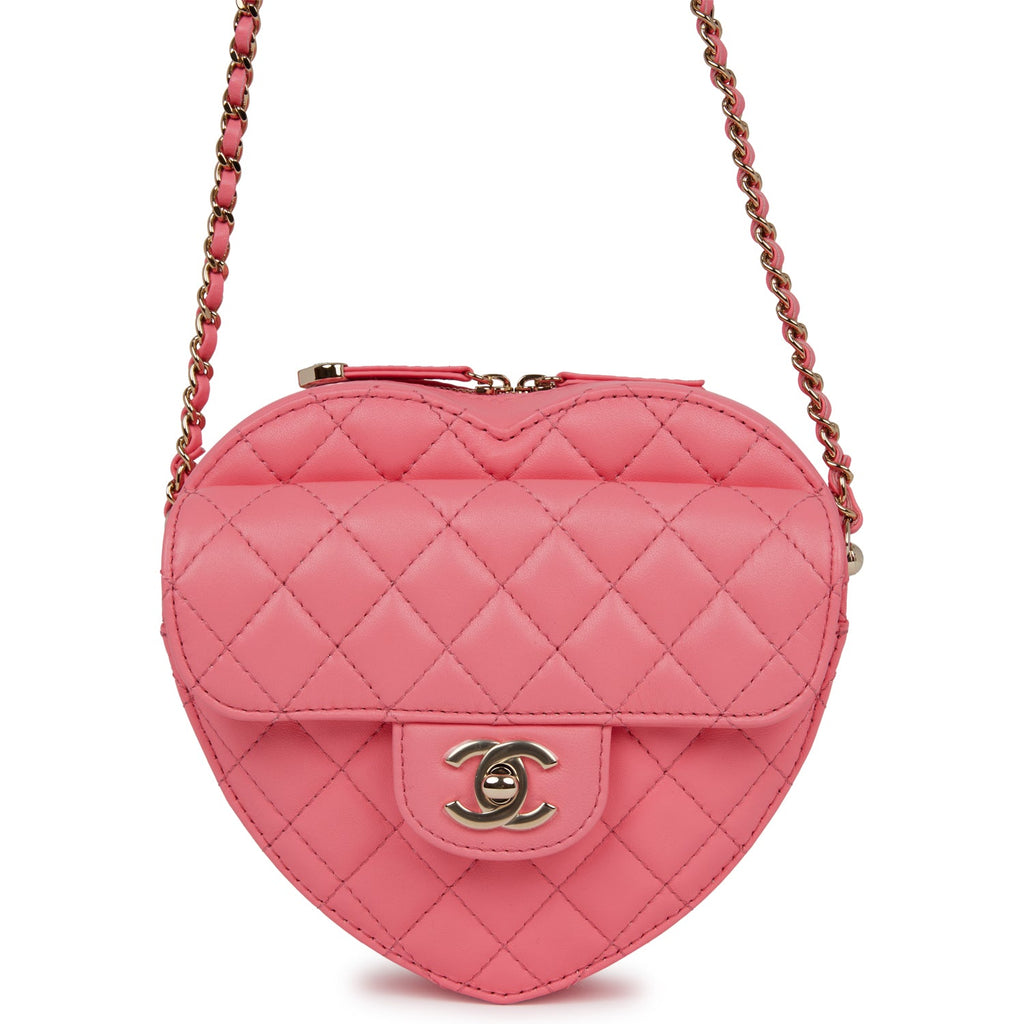 Pink Quilted Lambskin Large “In-Love” Heart Bag Pale Gold Hardware, 2022