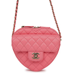 Chanel CC In Love Large Heart Bag Pink Lambskin Light Gold Hardware