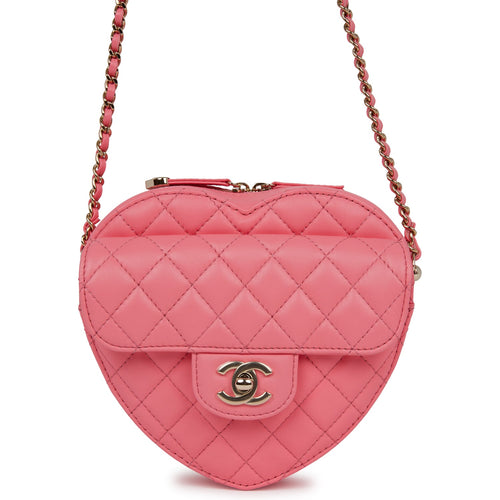 Chanel CC In Love Large Heart Bag Pink Lambskin Light Gold Hardware