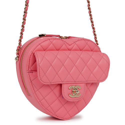 Chanel CC In Love Large Heart Bag Pink Lambskin Light Gold Hardware