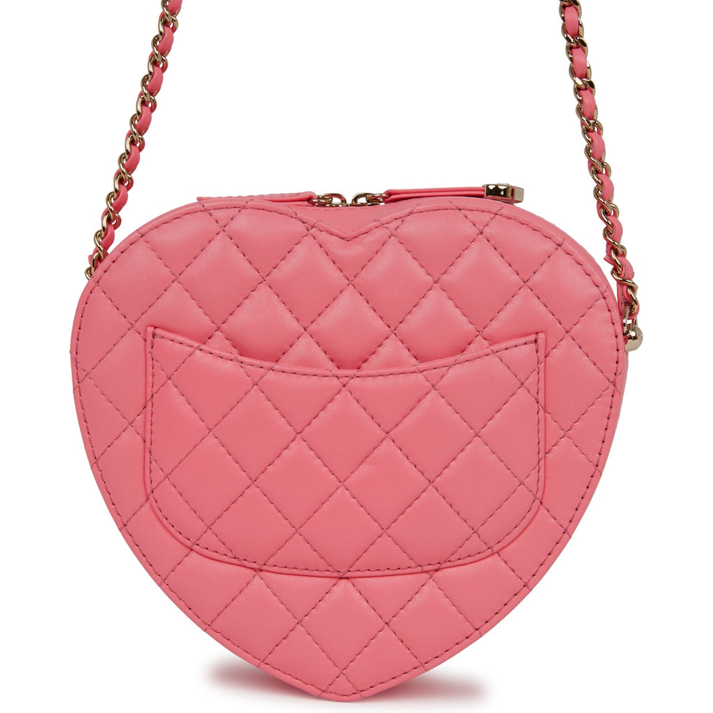 Chanel Pink Quilted Lambskin Leather Mini CC In Love Heart