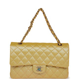 Chanel Medium Classic Double Flap Bag Yellow Iridescent Caviar Light Gold Hardware