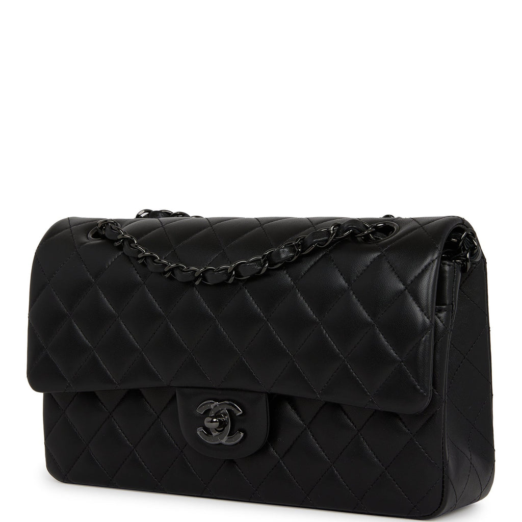 Chanel 19 large handbag Shiny lambskin goldtone silvertone   rutheniumfinish metal black  Fashion  CHANEL