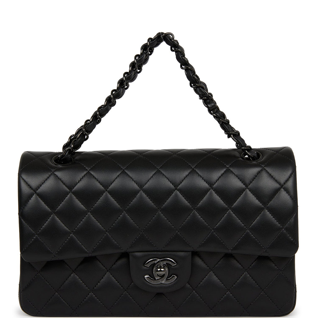 CHANEL Quilted Leather CC Logo Medium Double Flap Bag Black