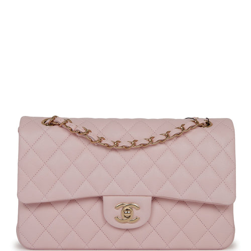 Chanel Medium Classic Double Flap Bag Light Pink Caviar Light Gold Hardware