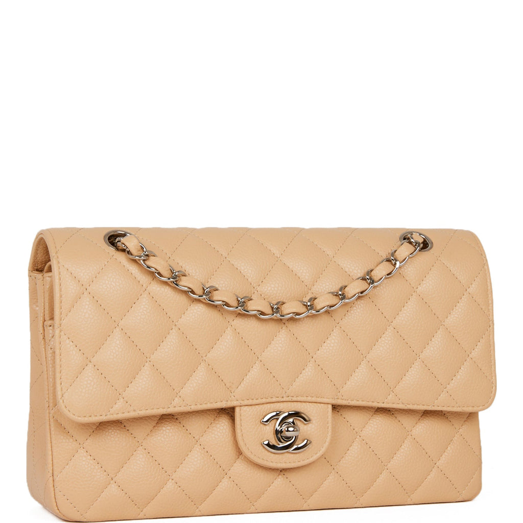 Chanel Beige Quilted Caviar Medium Double Flap Bag Silver Hardware – Madison  Avenue Couture