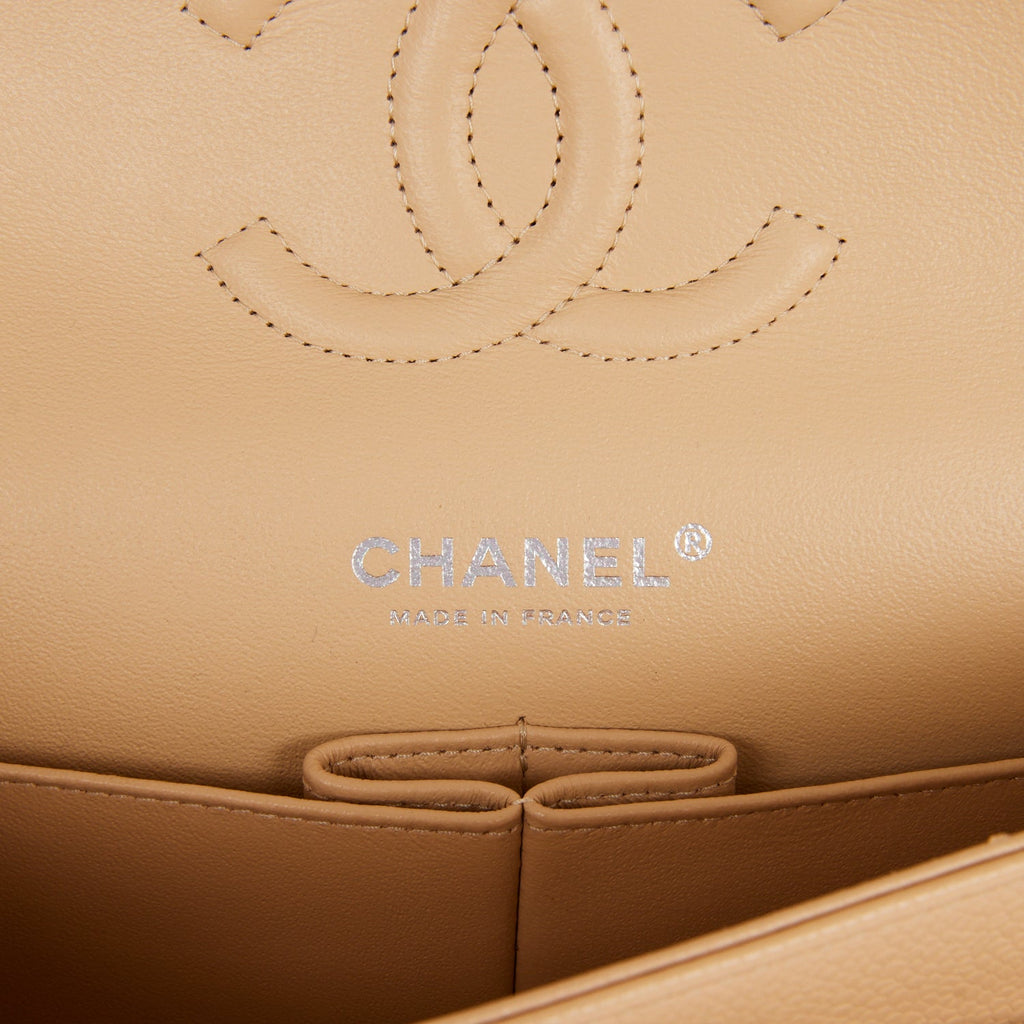 Chanel Classic Medium Double Flap, Beige Claire Caviar Leather, Silver  Hardware, New in Box - Julia Rose Boston