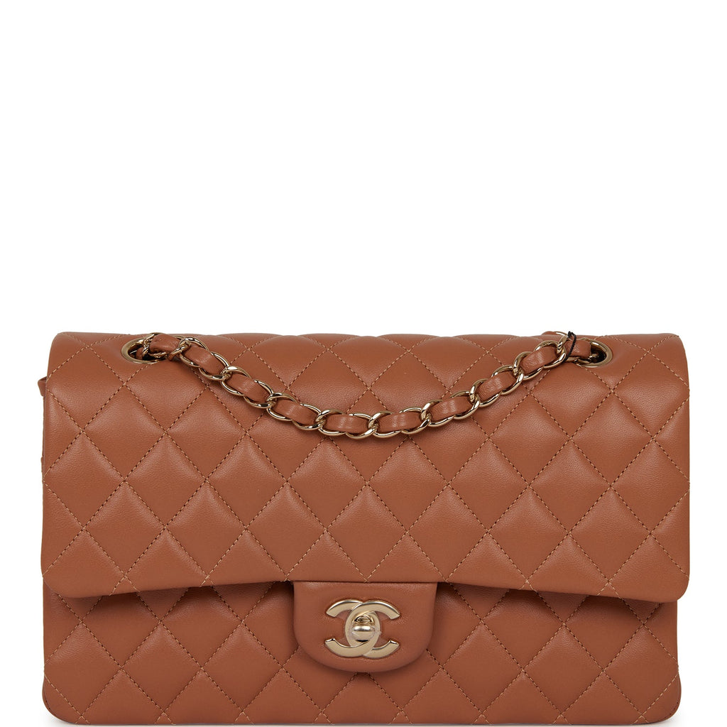 Chanel Caramel Quilted Lambskin Medium Classic Double Flap Bag