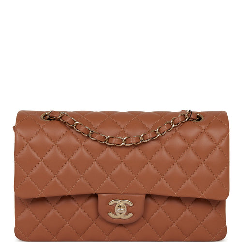 CHANEL Brown Quilted Lambskin Vintage Medium Classic Double Flap