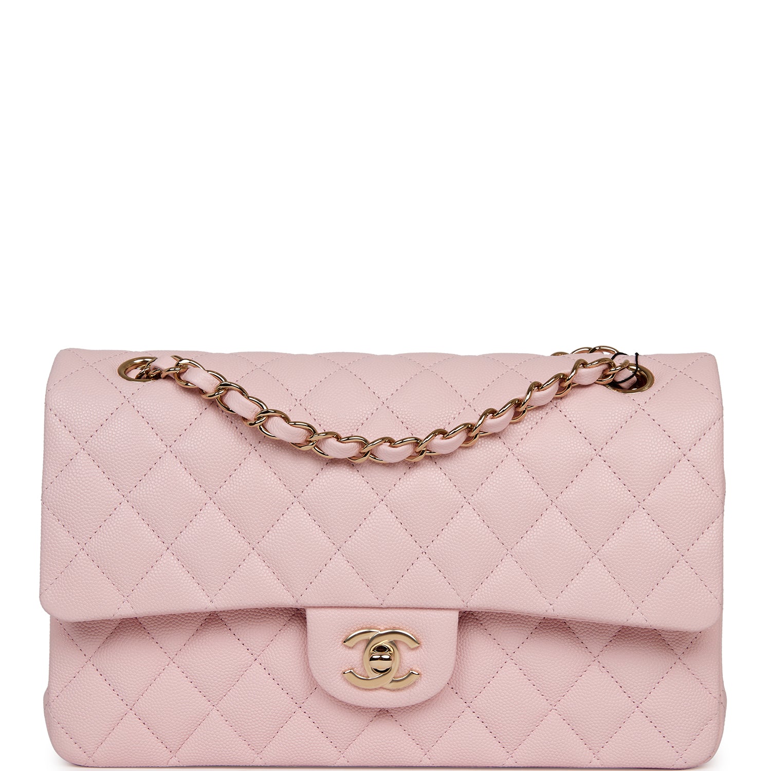 Chanel Pink Caviar Medium Classic Double Flap Bag Light Gold Hardware ...