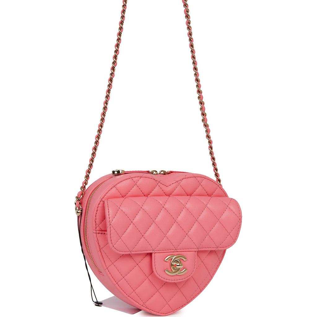Chanel CC In Love Large Heart Bag Pink Lambskin Light Gold