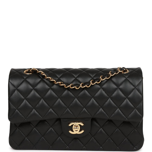 Chanel Medium Classic Double Flap Bag Black Lambskin Gold Hardware