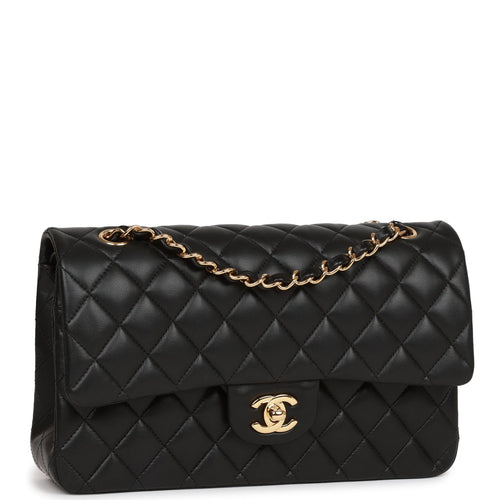 Chanel Medium Classic Double Flap Bag Black Lambskin Gold Hardware