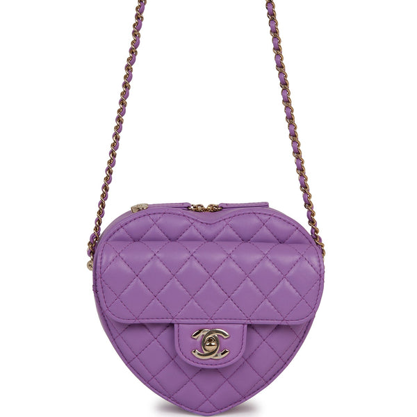 Chanel CC In Love Heart Clutch with Chain Purple Lambskin Light