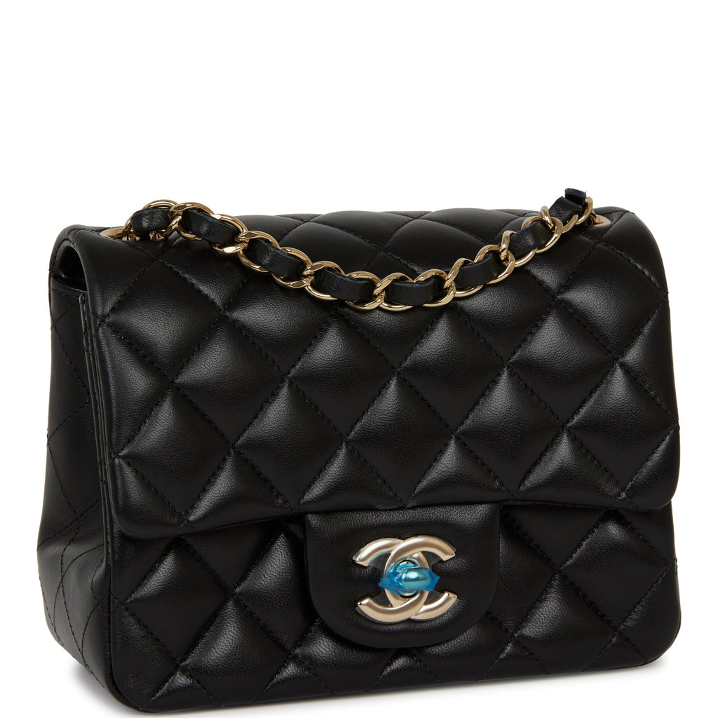 CHANEL Lambskin Quilted Small Box Bag Black 861589