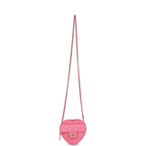 Chanel CC In Love Heart Necklace Bag Pink Lambskin Light Gold Hardware