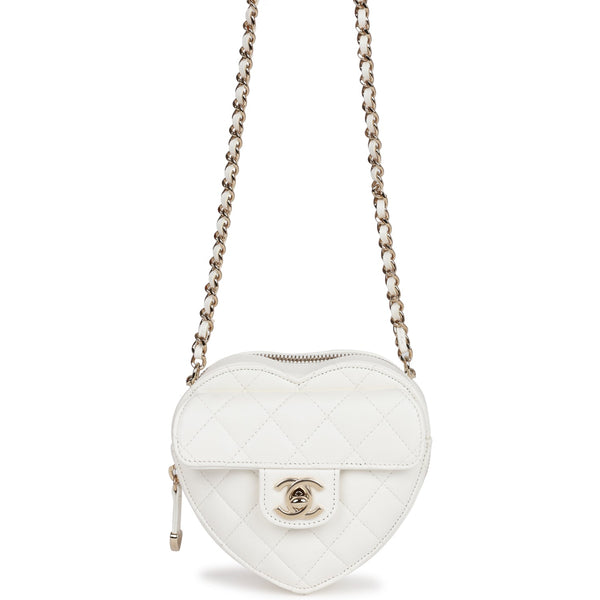 Chanel CC In Love Heart Clutch with Chain White Lambskin Light Gold Ha –  Madison Avenue Couture