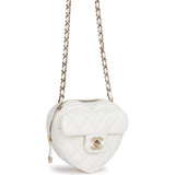 Chanel CC In Love Heart Clutch with Chain White Lambskin Light Gold Hardware