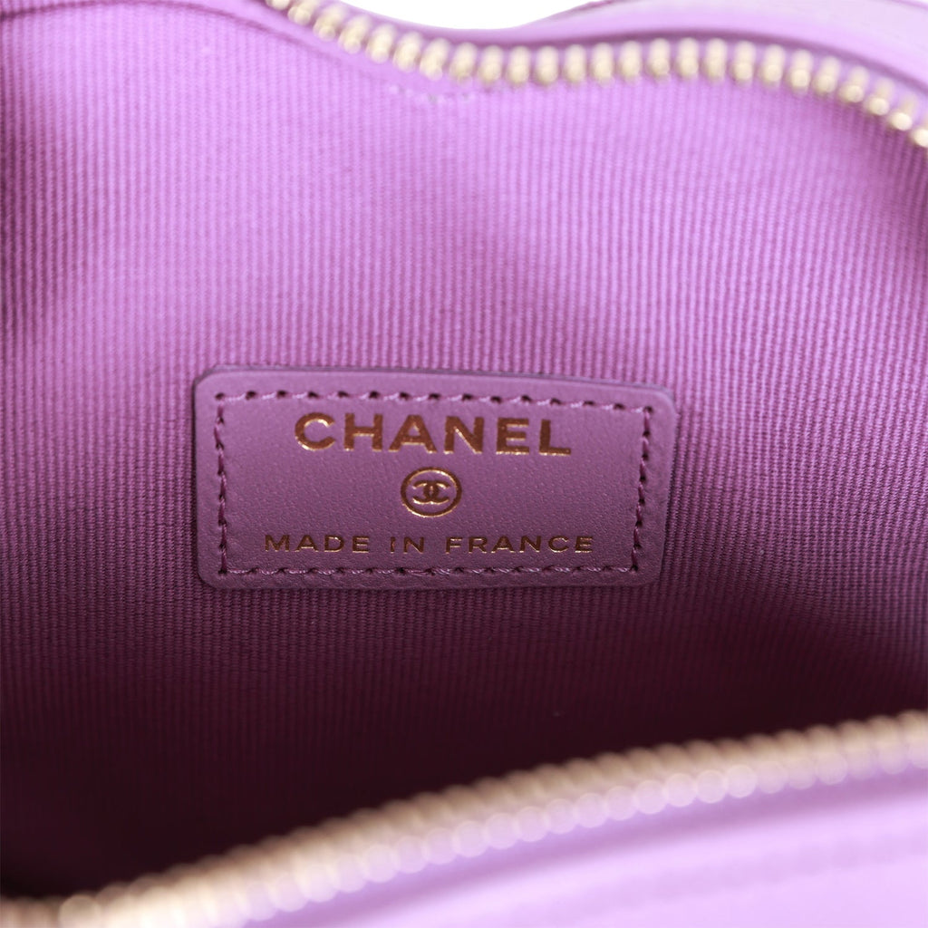 Chanel CC In Love Heart Clutch with Chain Purple Lambskin Light Gold Hardware