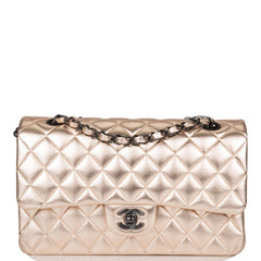Chanel Gold Metallic 21S Black Hardware Medium Classic Double Flap