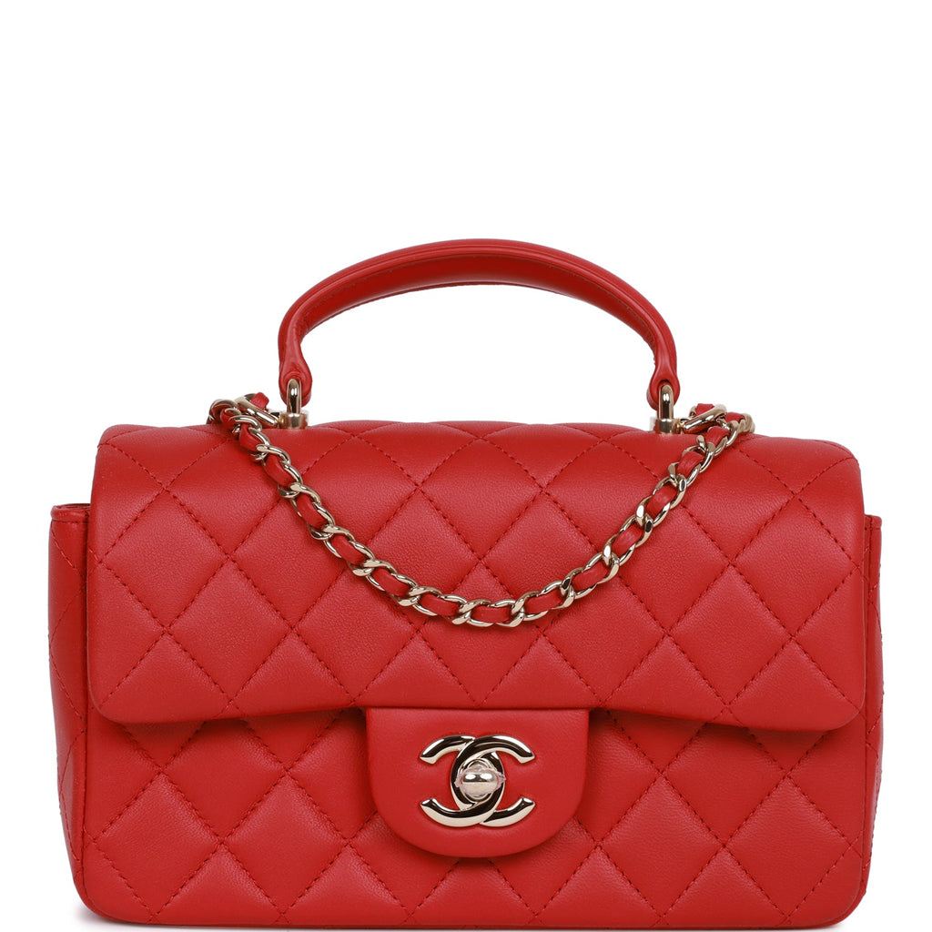 chanel small bag red leather