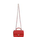 Chanel Mini Rectangular Flap Bag with Top Handle Red Lambskin Light Gold Hardware