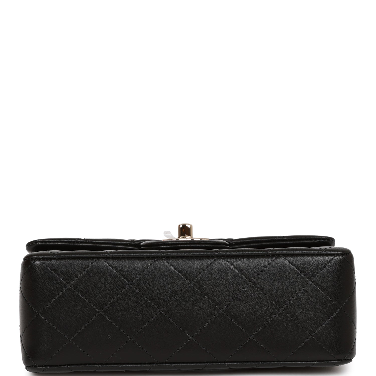 Chanel Black Lambskin Rectangular Mini Flap Top Handle Light Gold Hardware