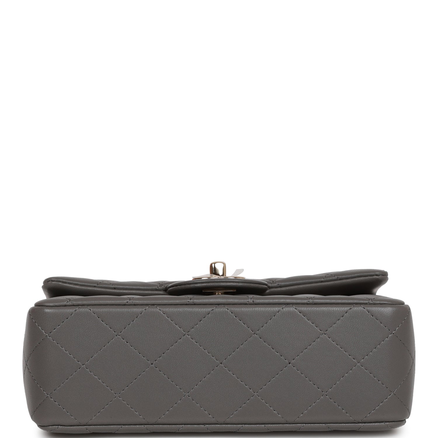 Chanel Dark Grey Lambskin Rectangular Mini Flap Top Handle Light Gold ...