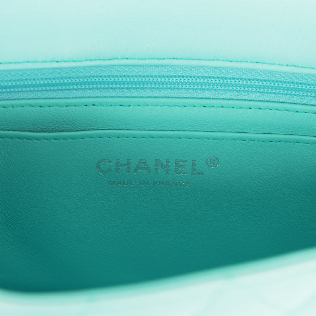 Chanel Candy Heart Mini Flap Bag Turquoise Lambskin Enamel and Light Gold  Hardware