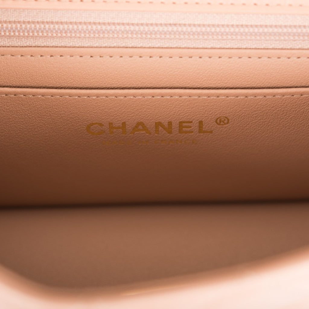 Chanel Mini Rectangular Flap Bag Beige Metallic Ombre Calfskin Aged Gold  Hardware
