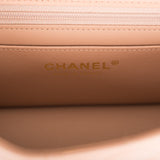 Chanel Mini Rectangular Flap with Top Handle Beige Lambskin Antique Gold Hardware